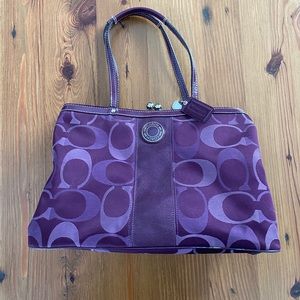 Coach Signature Stripe Purple Purse